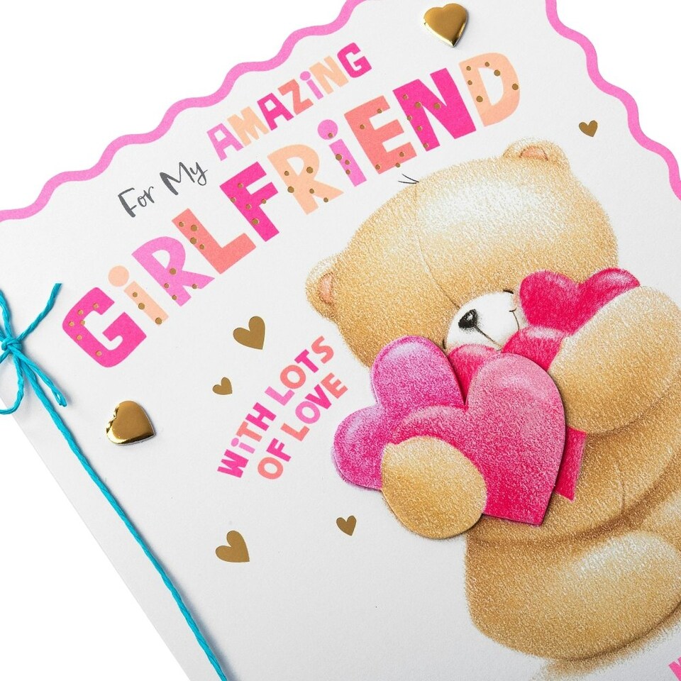 image 1 of Cute Forever Friends with Hearts Design Girlfriend Birthday Card
