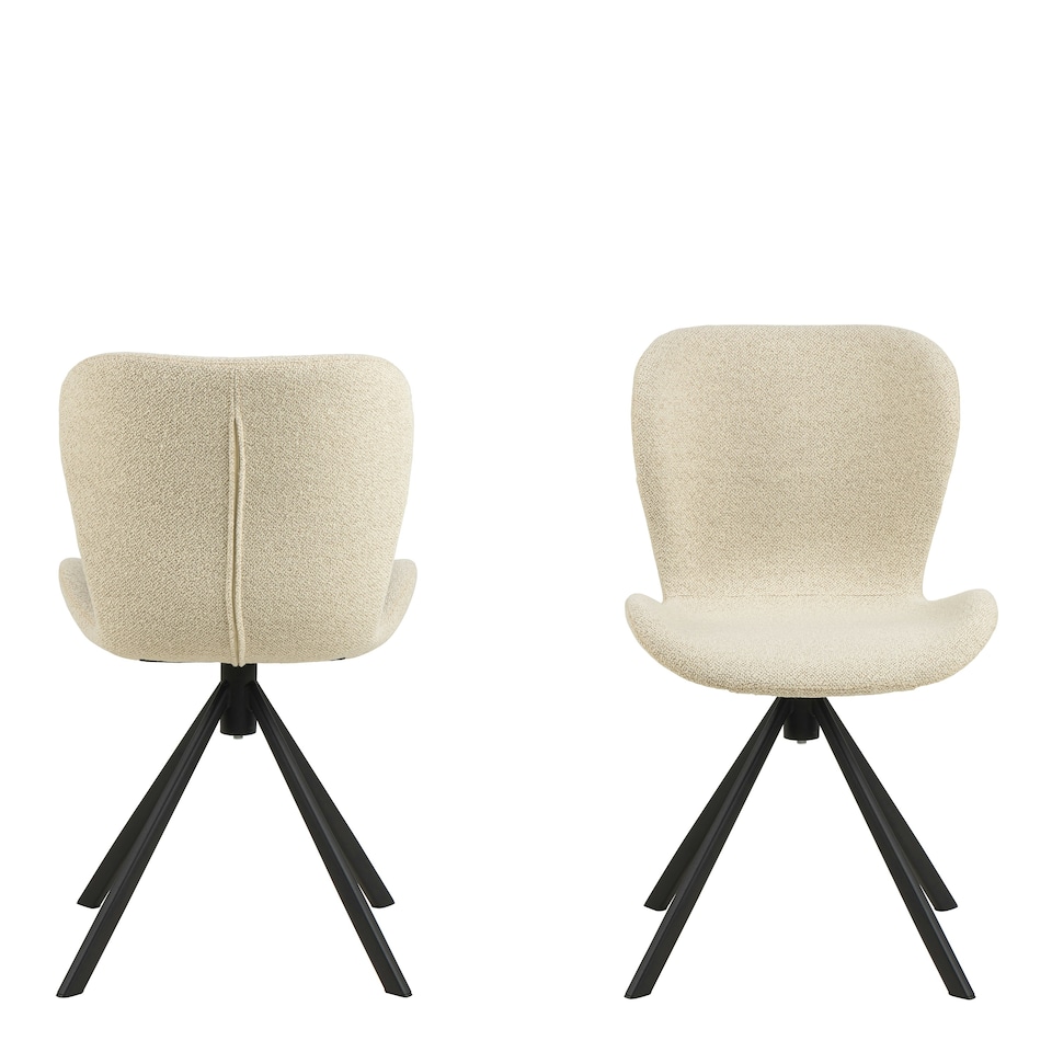 image 1 of Batilda Swivel Dining chairs in Cream Fabic Set of 2