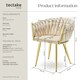 image 6 of Dining Chair Astano - padded, velvet, knot design, continuous backrest | Cream | sand-colored/gold | One Size | 6