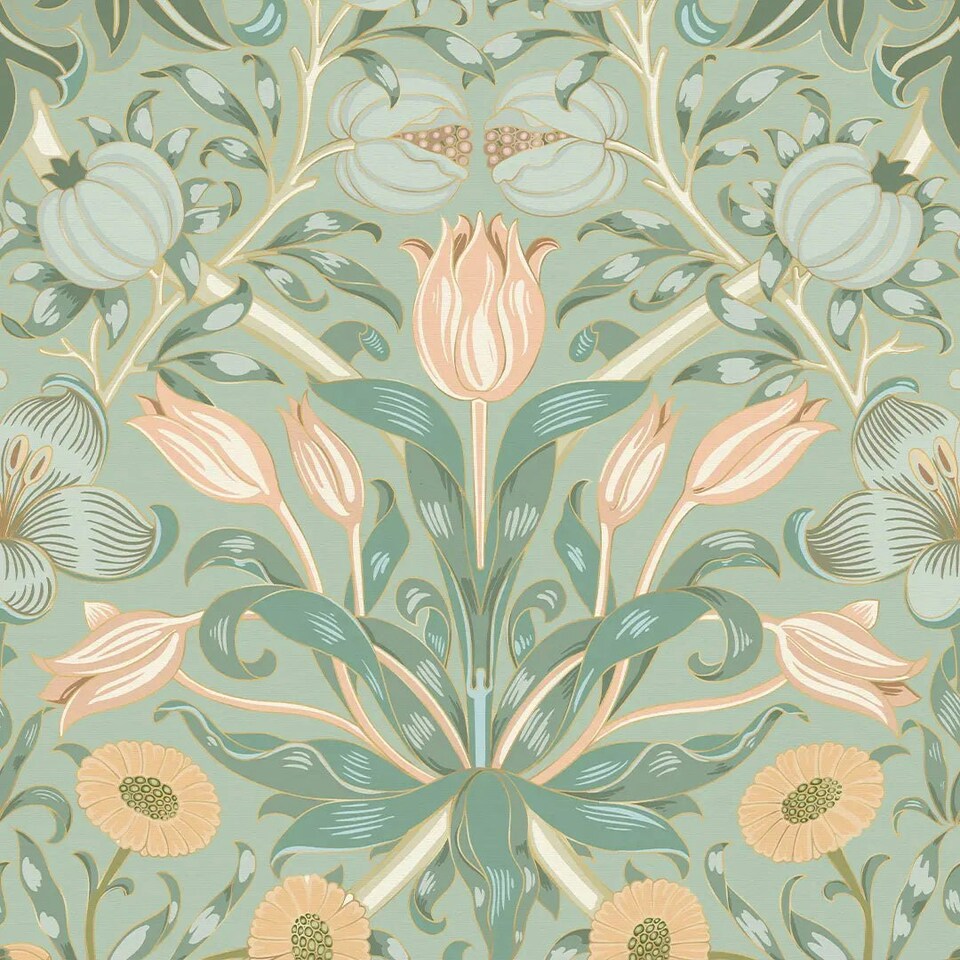 Sample of Pomegranate Grove Wallpaper in Sage Multi
