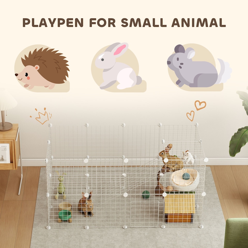 image 1 of PawHut DIY Pet Playpen 36 Panel for Rabbit Chinchilla Hedgehog, White