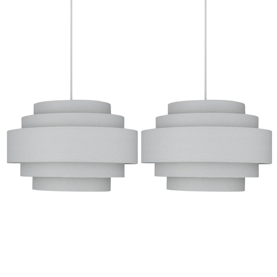 image 1 of Pair of Light Grey 5 Tier Light Shades | Grey | Large | 2