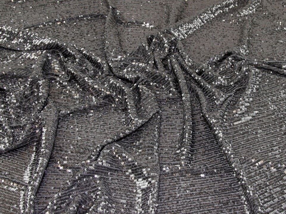 Grey Sequin Mesh Fabric for Dressmaking, 125cm / 49" Wide - per metre