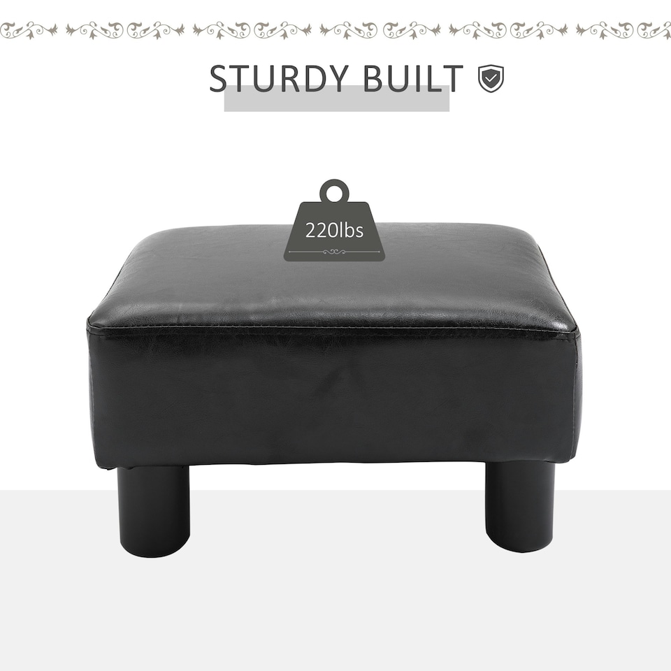 image 1 of HOMCOM Ottoman Footrest Seat Chair Footstool Small PU Leather Home Office Black