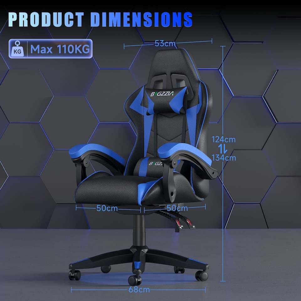 image 1 of Rattantree Reclining PU Leather Gaming Chair With Lumbar Support