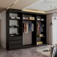 image 3 of Sliding Wardrobes 4U Modern Vertical Panelled Mirror Sliding Wardrobe – 150cm to 250cm, White, Black, Grey, Oak | Black | (Oak Strip) 250cm