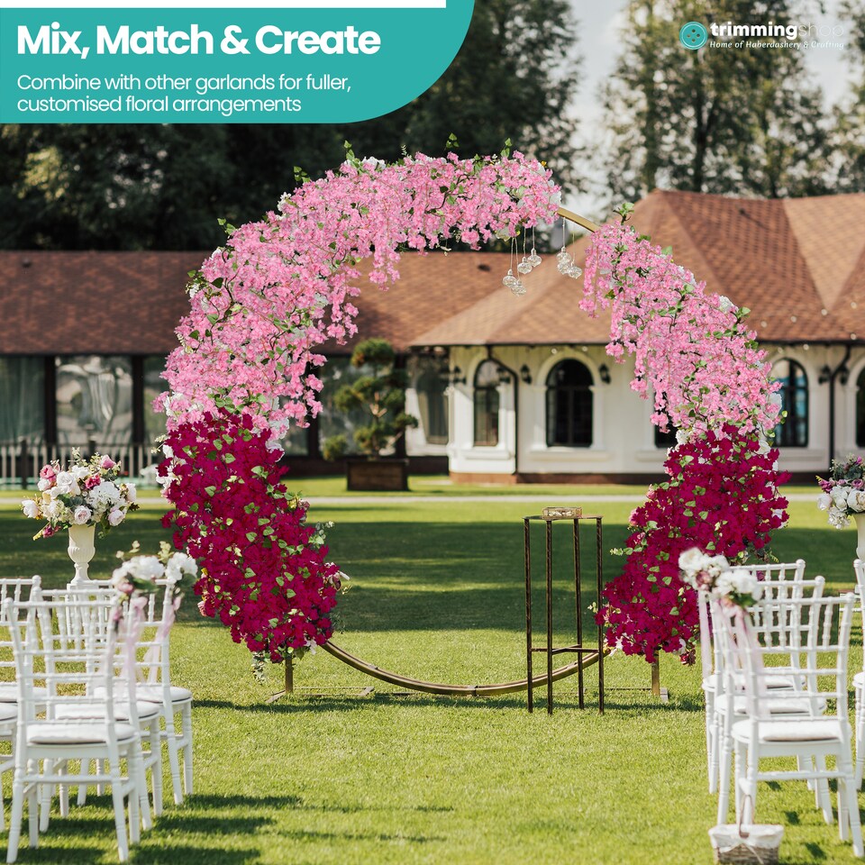 image 1 of 180cm Cherry Blossom Flower Garland, 144 Blooms with No Wire Hanging Flowers