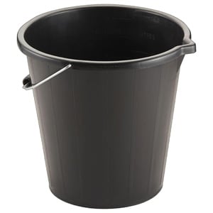 3 x Black 3 Gallon Strong Cement Mixing DIY 14L Bucket With Strong Metal Handle