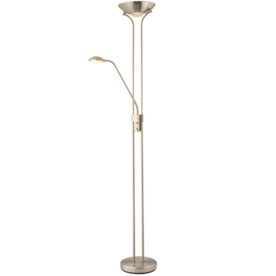 image 1 of LED Mother and Child Floor Lamp in Satin Nickel with Rotary Dimmer Switches | Silver | Satin Nickel | 1