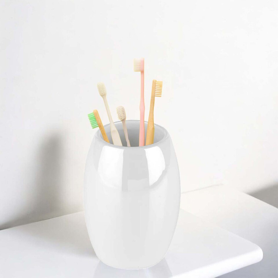 image 1 of Ridder Shiny Ceramic Bathroom - Toothbursh Tumbler | White | 1