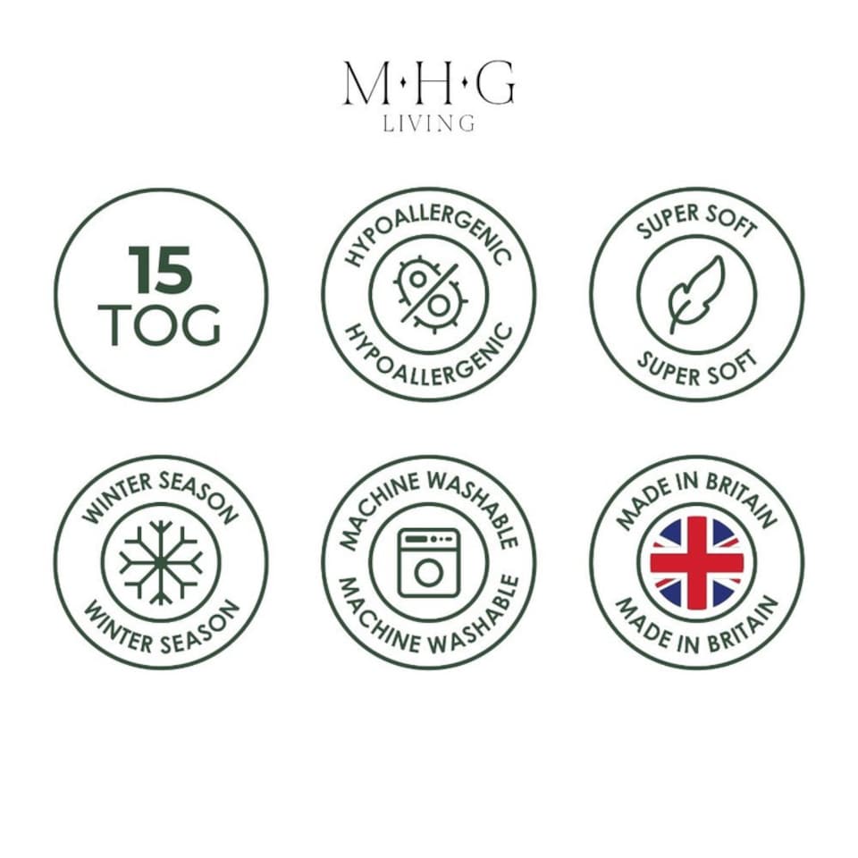 image 1 of MHG Living 15 Tog Winter Striped Duvet|Anti-Allergy Hypoallergenic Hollowfibre Quilt-King