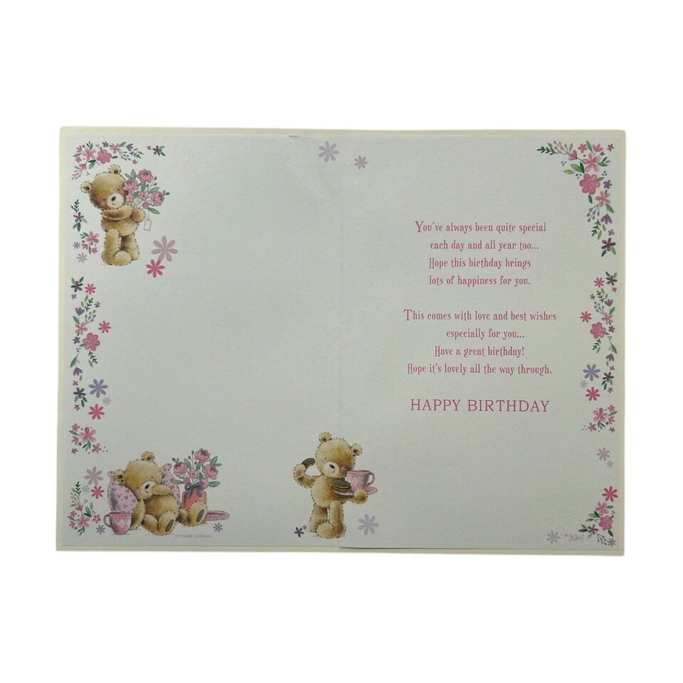 image 1 of You're 21 Today! Teddy And Floral Design Birthday Card