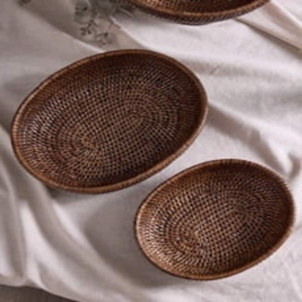 image 1 of Natural Rattan Rounded Basket