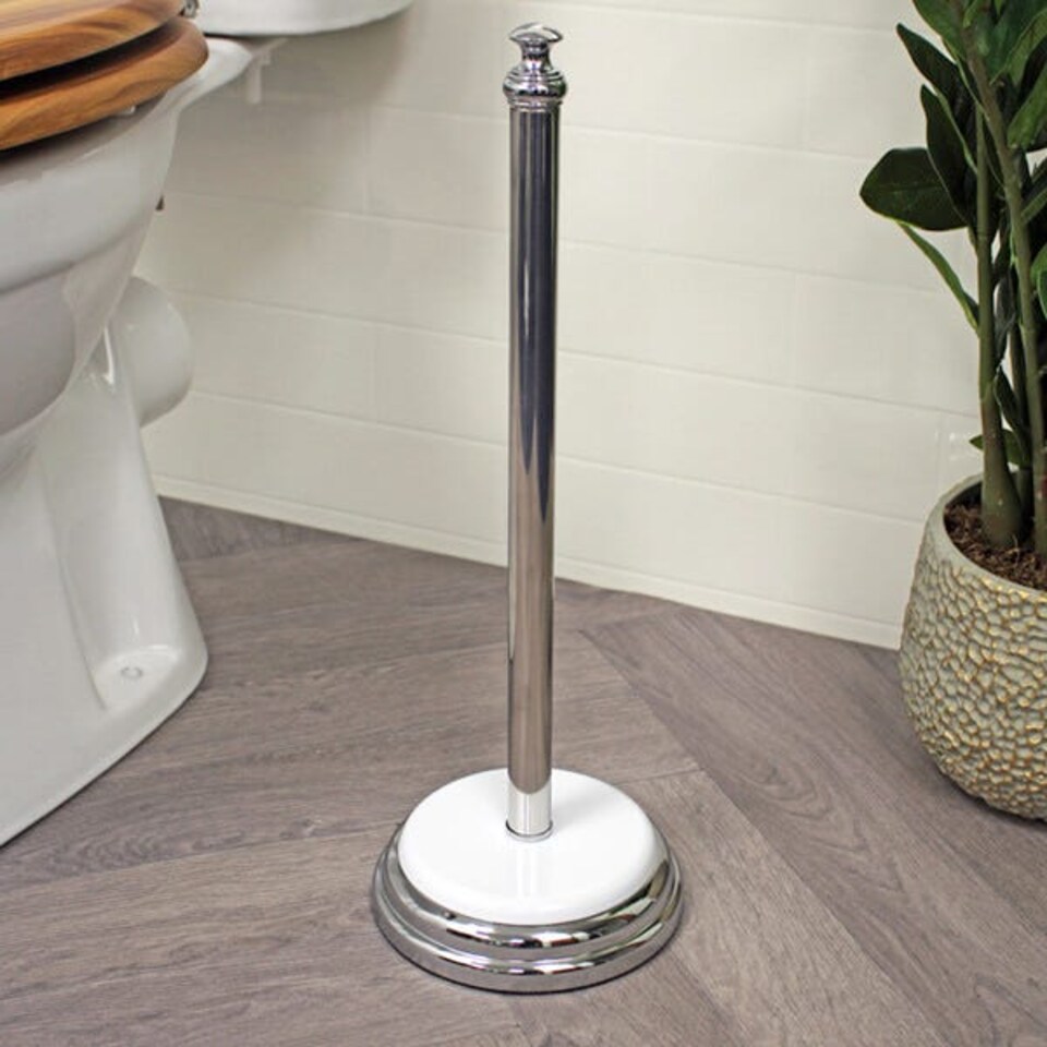 image 1 of Showerdrape Opera White Chrome Freestanding Spare Toilet Roll Holder