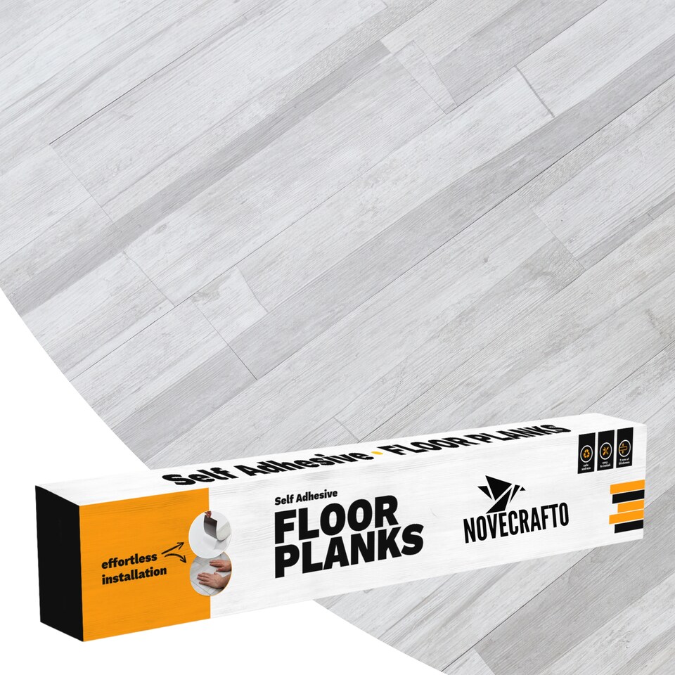 image 1 of NOVECRAFTO Self Adhesive Vinyl Floor Plank – Peel & Stick 36x5.98 in – Light Grey Ash Breeze – Wood Effect – Waterproof DIY Flooring – Easy to Install | Grey | 4.17 sqm