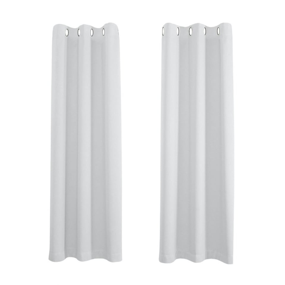 image 1 of Grey Eyelet Curtains - Thermal Blackout Curtains  - 66 x 72 Inch Drop - 2 Panel Grey