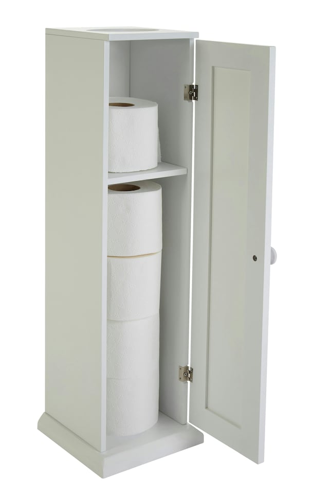 image 1 of Orsina Toilet Paper Holder Cabinet,Compact Bathroom Storage For Toilet Paper,Modern White Wooden Tissue Cabinet