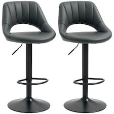 HOMCOM Barstools Set of 2 Adjustable Swivel Height Gas Lift PU Leather Chairs