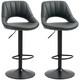 image 1 of HOMCOM Barstools Set of 2 Adjustable Swivel Height Gas Lift PU Leather Chairs