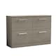 image 1 of Balterley Level Modern Bathroom 4 Drawer Floor Standing Vanity Unit with Worktop & Handles, Vicenza Oak | Brown | Grey Vicenza Oak
