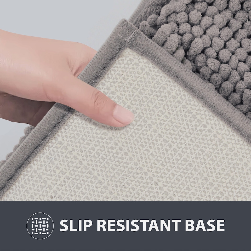 image 1 of Non Slip Bath Mat Water Absorbent Shower Mats Machine Washable Bathroom Rug, Grey | Grey