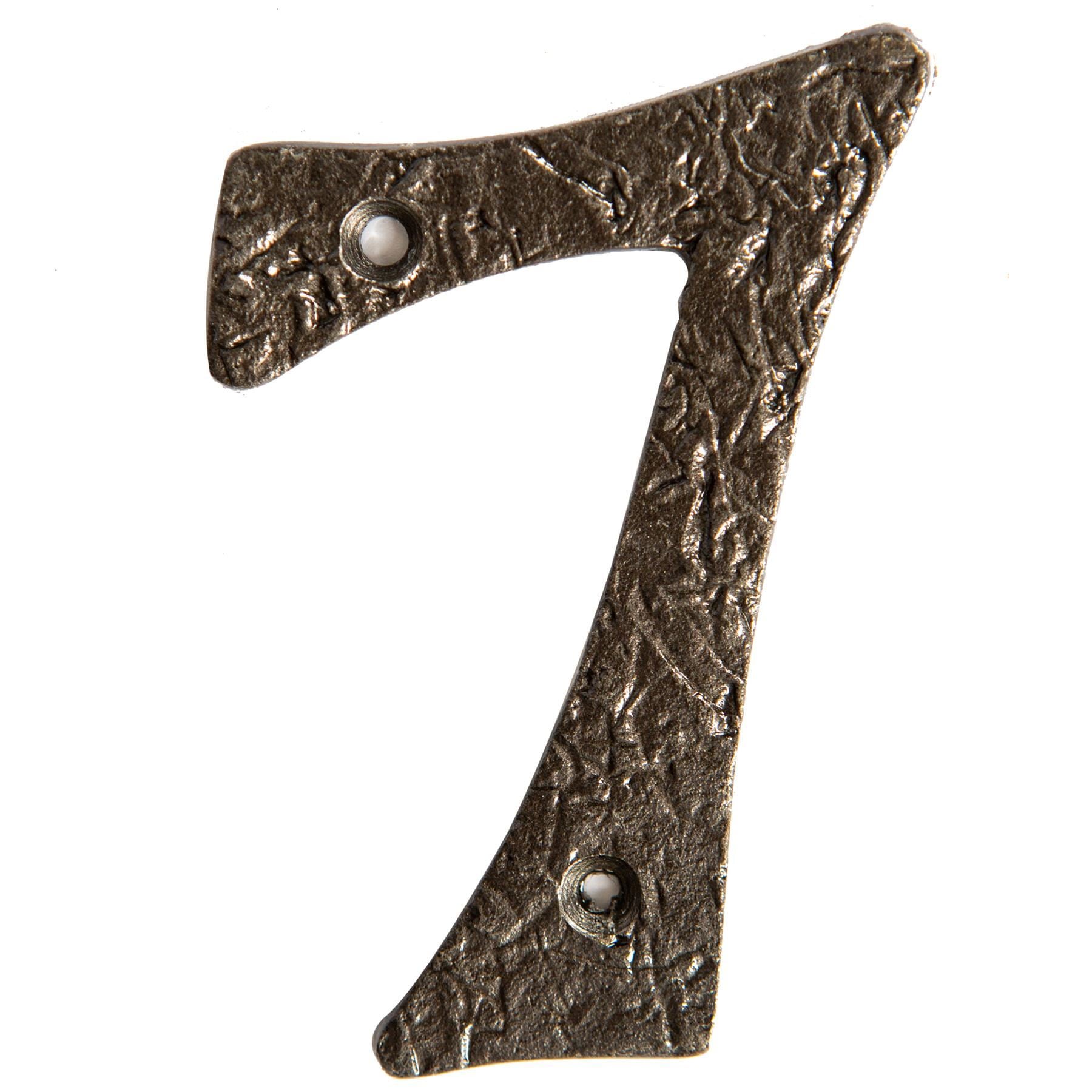 Hammer and Tongs Rustic Iron Numeral - Number 7 - H90mm in Grey