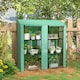 image 2 of Outsunny 3 Tier Lean-to Mini Greenhouse with Reinforced Plastic Cover, Portable Indoor Outdoor Green House with 2 Roll-up Doors and 6 Wire Shelves, Green | Green