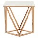 image 3 of Champagne Finish End Table With Rose Gold Legs,White Marble Top Side Table,Modern Prismatic Bedside Table