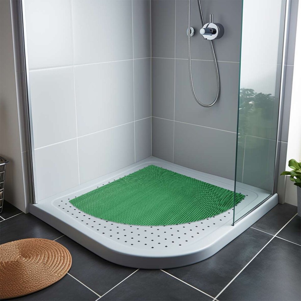 image 1 of Nicoman Quadrant Reversible Dual-Colour PVC Shower Mat - 60cm | Blue | Blue/Green | Quadrant 60x60cm