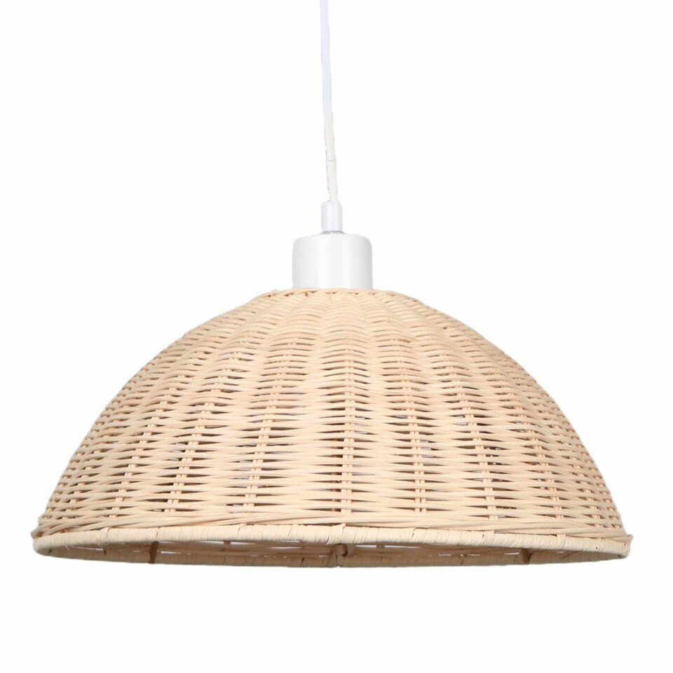 image 1 of First Choice Lighting Set of 2 Colette Rattan Dome Pendant Lightshades Brown