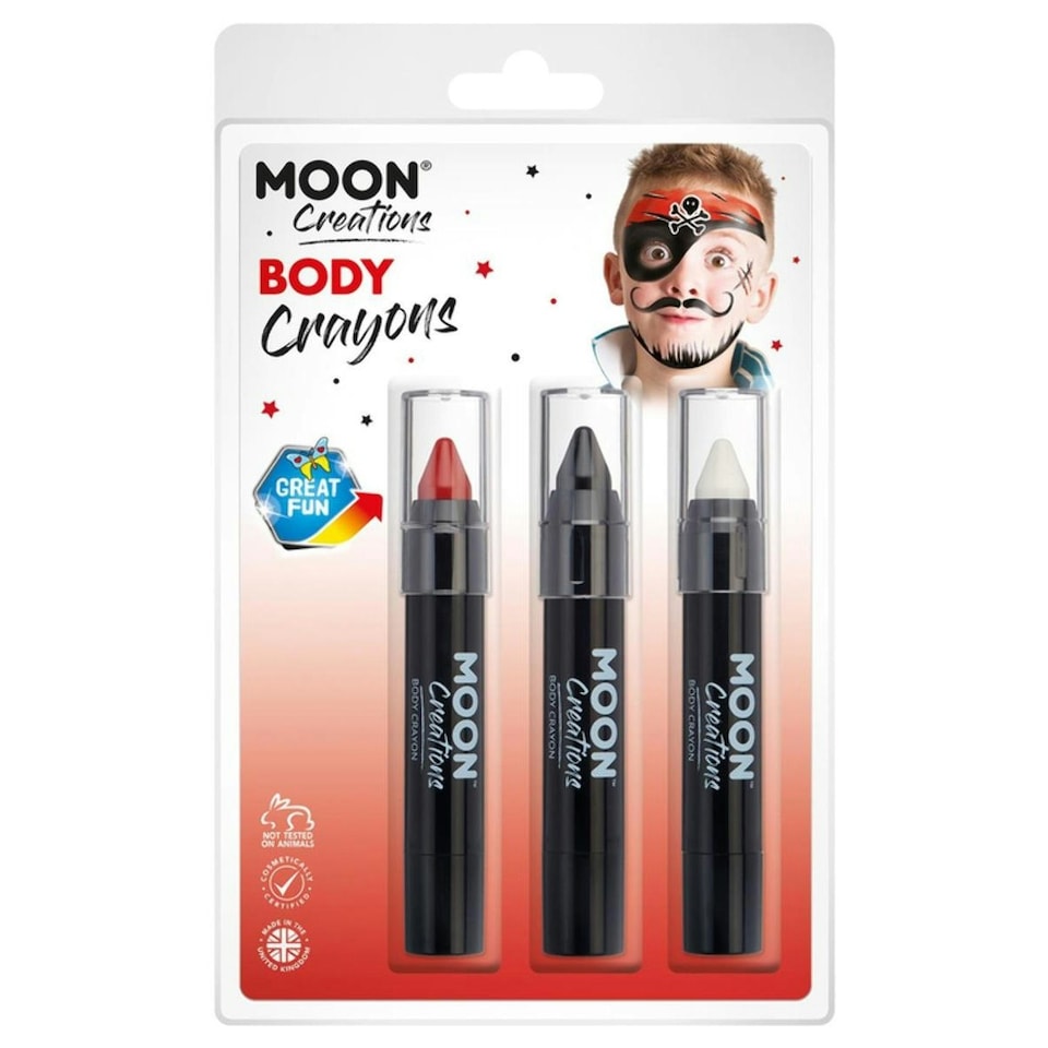 image 1 of Moon Creations Logo Body Crayons - Red/Black/White - One Size