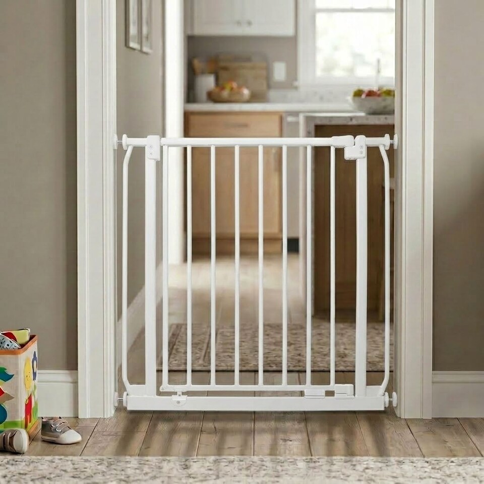 image 1 of Safetots Extra Tall Elite Safety Gate, 171cm - 180cm, Matt White, Extra Tall 96.8cm in Height, Pressure Fit Stair Gate, Baby Gate for Doors Hallways and Spaces, Safety Barrier, Easy Installation