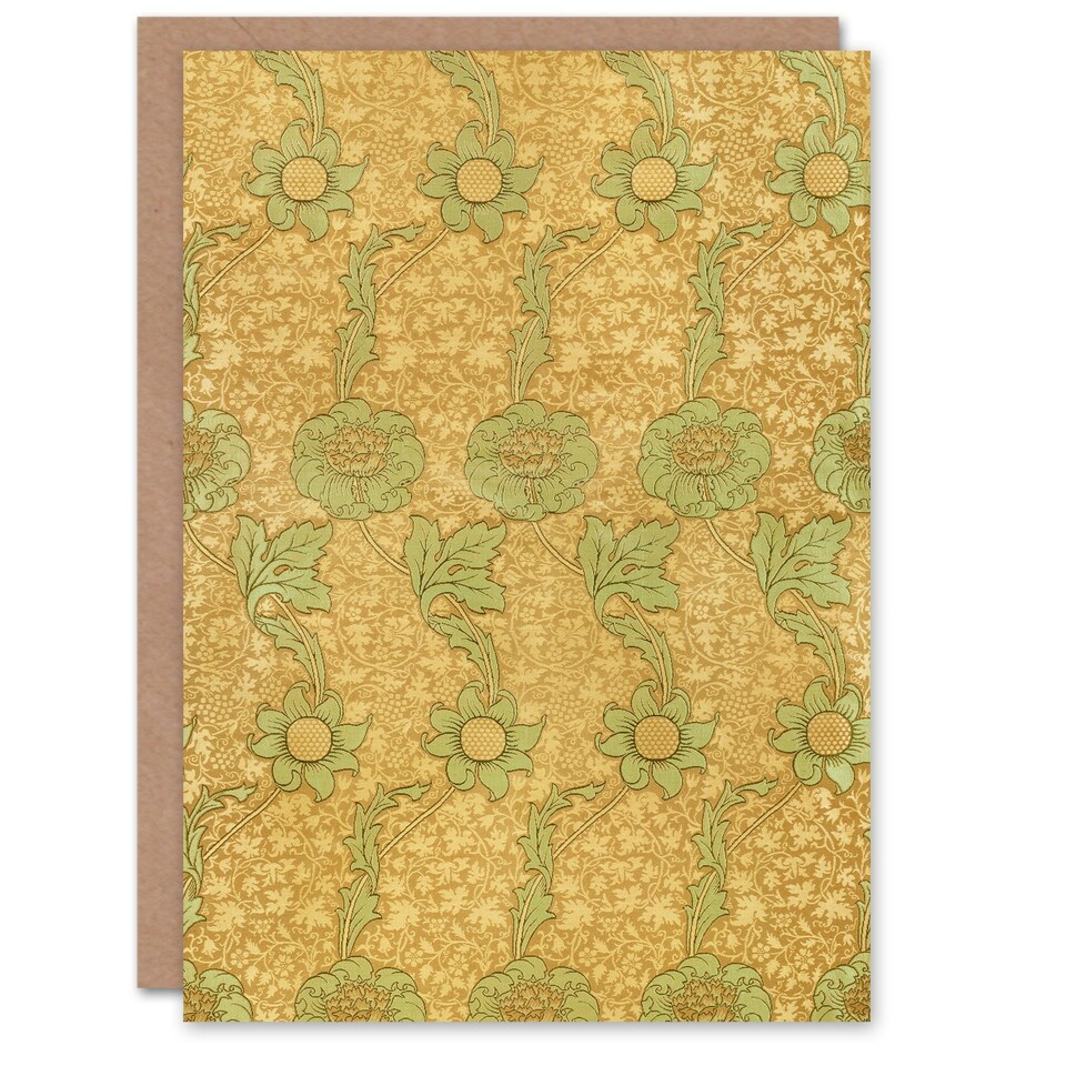 image 1 of William Morris Art Card Kennet Floral Pattern Orange Green