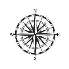 Decortie Compass Metal Wall Art 45x45cm Black