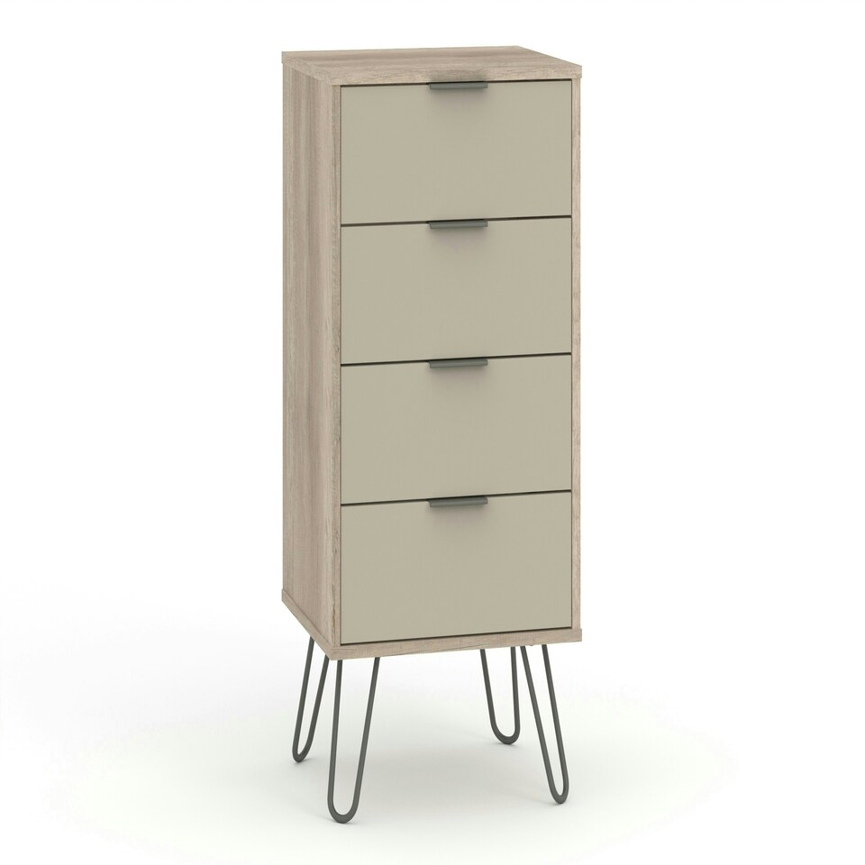 image 1 of Augusta Driftwood, 4 Drawer Narrow Chest Of Drawers Cream
