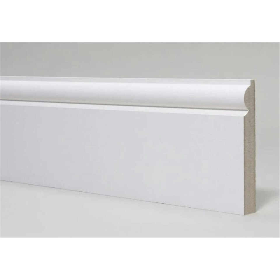 image 1 of PACK OF 5 (Total 5 Units) - 18mm x 168mm White Primed MDF Torus Skirting Board - 2700mm Length