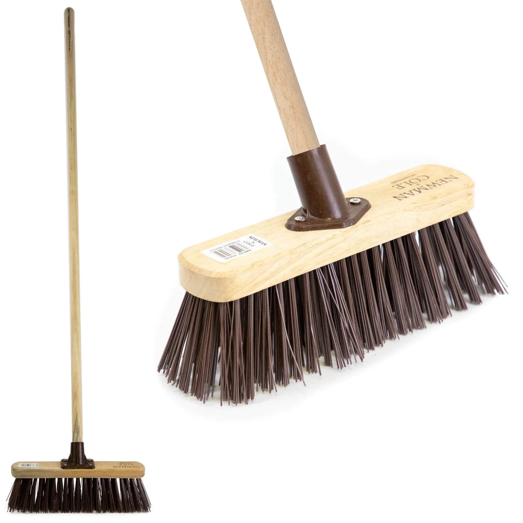 10" Stiff Synthetic Broom with Handle Heavy Duty Outdoor Sweeping Brush for Garden & Patio