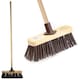image 1 of 10" Stiff Synthetic Broom with Handle Heavy Duty Outdoor Sweeping Brush for Garden & Patio