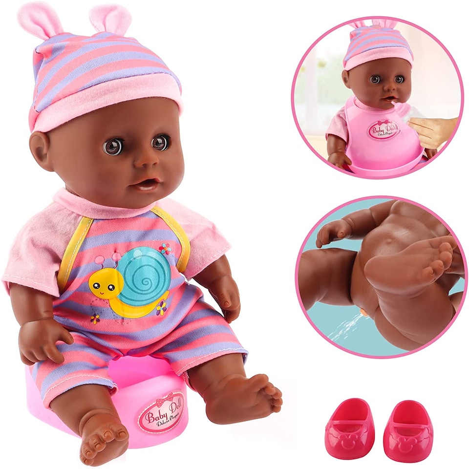 image 1 of 12inch My First Baby Doll - 15-Piece Role Play Set with Cradle Cot, Highchair & Realistic Features