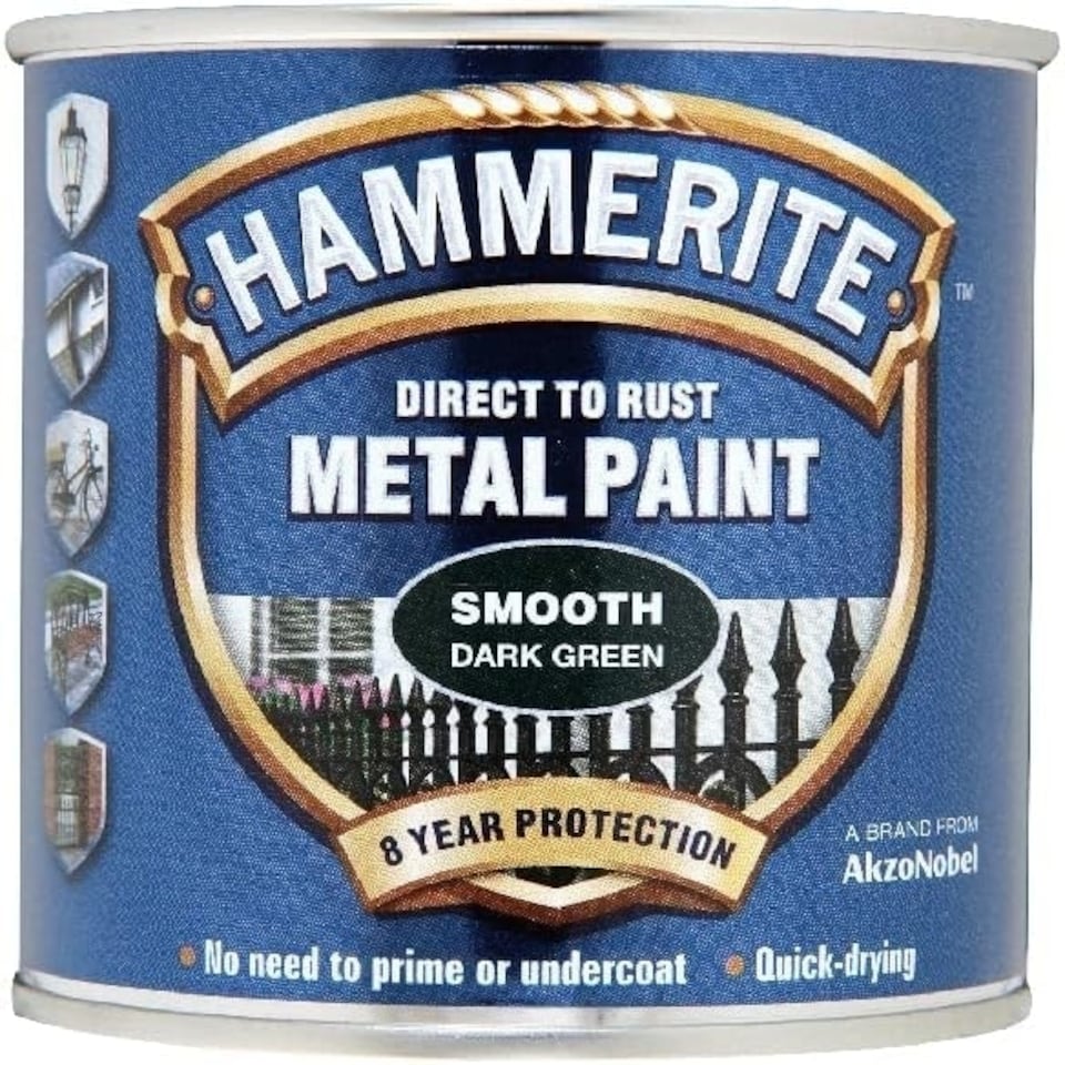 image 1 of Hammerite Dark Green Metal Paint Smooth 250ml