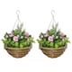image 1 of Outsunny 2 PCs Artificial Lisianthus Flower Hanging Planter Basket Home