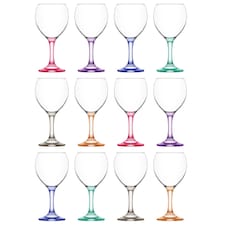 LAV Misket Wine Glasses - 260ml - Coloured Stem - Pack of 12