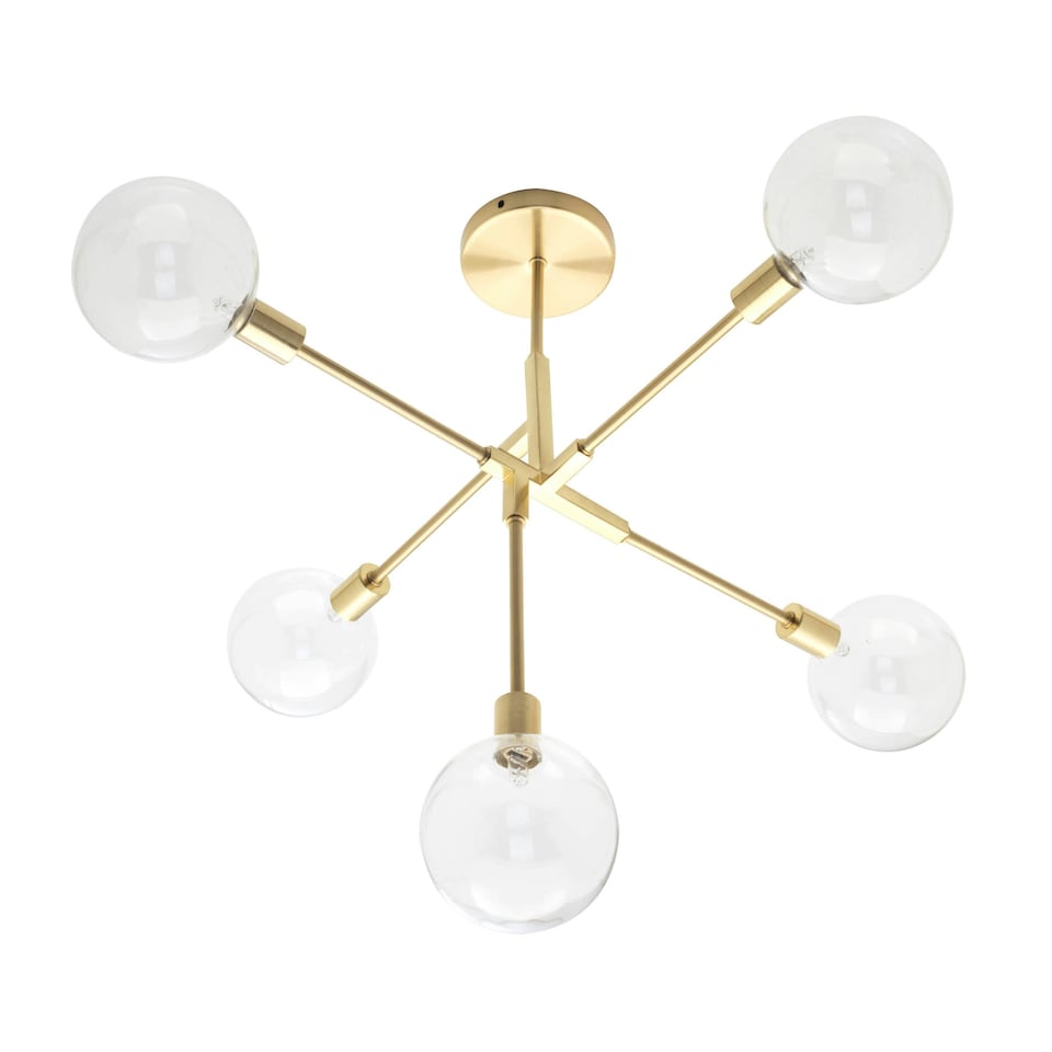 image 1 of BHS Hennock 5 Light Flush Ceiling Light | Gold | Brass | 1