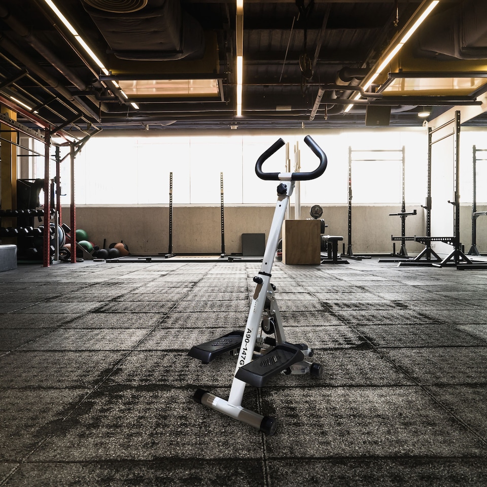 image 1 of HOMCOM Foldable Stepper Adjustable Step Machine with Handlebar LCD Display, White