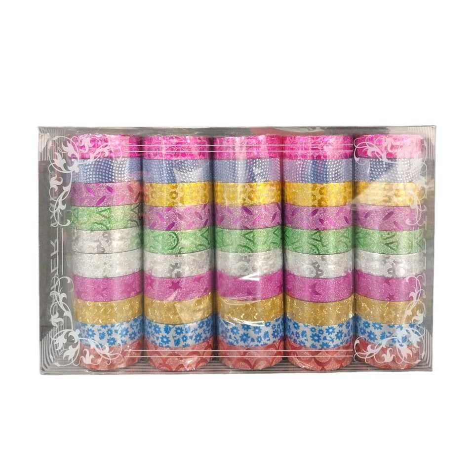 image 1 of Pack of 10 Colourful Adhesive DIY Glitter Tapes 15mm x 3m