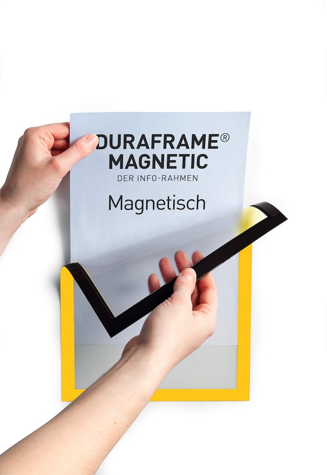image 1 of Durable DURAFRAME Magnetic Document Signage Frame for Metal | 5 Pack | A4 Yellow | Yellow