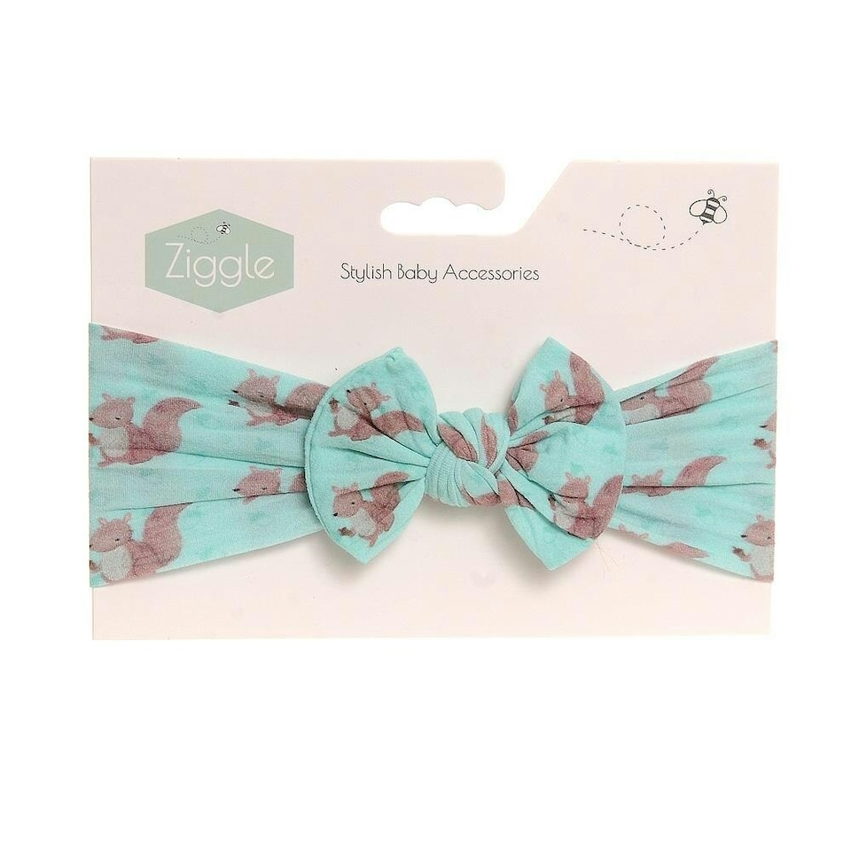 image 1 of Ziggle Baby Top Bow Turban Headband - Squirrel | Blue | 1