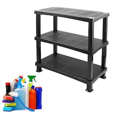 1 x Multipurpose Black 3 Tier Plastic Storage Shelving Uni Rack For Home Garage & Warehouse | Black