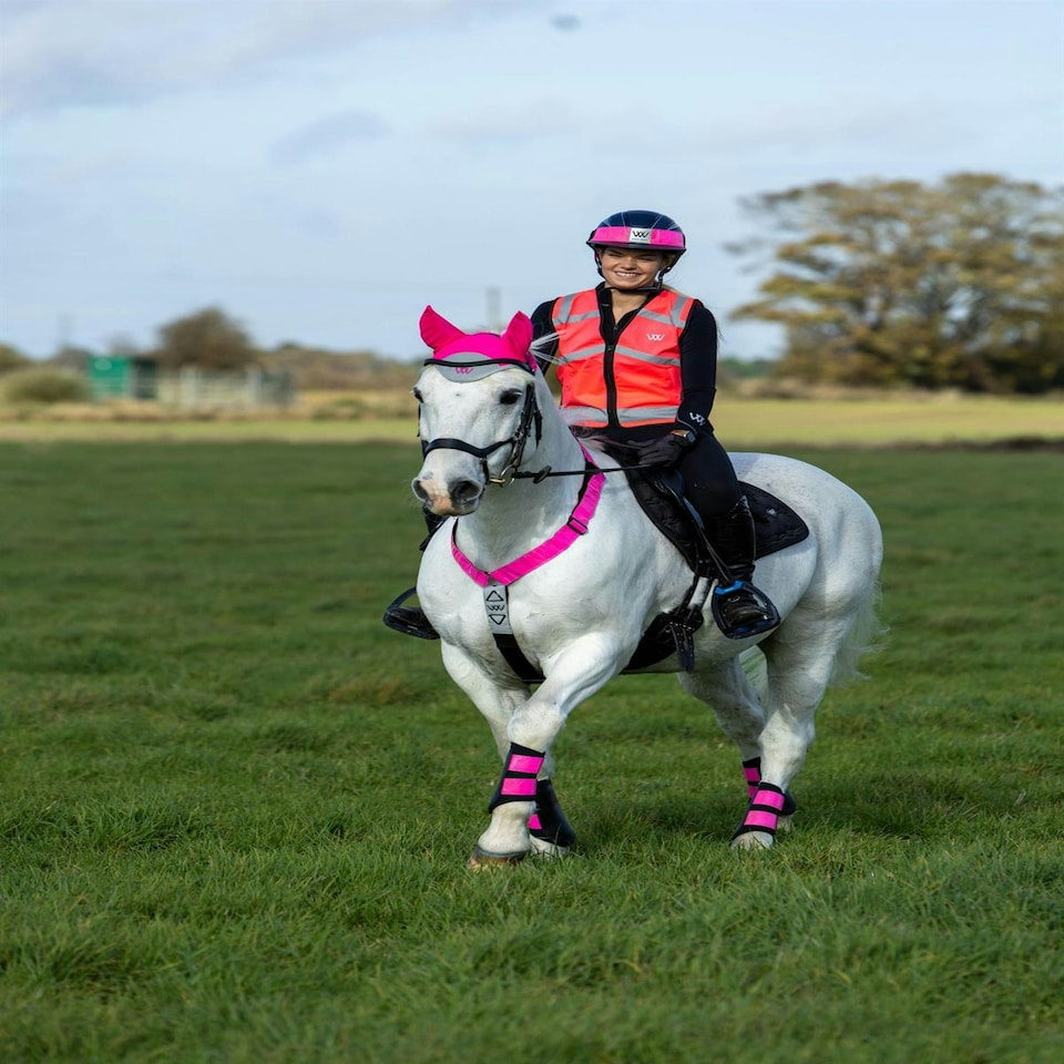 image 1 of Woof Wear Hi Vis Riding Vest (Not Certified) Pink | Size: Medium
Colour: Hi Viz Pink