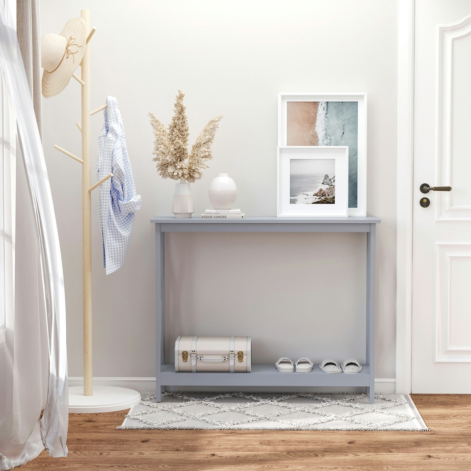 image 1 of HOMCOM Wooden Console Table Storage Drawer Shelf Entryway Grey | Grey